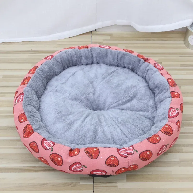 fluffy plush center of the round dog bed