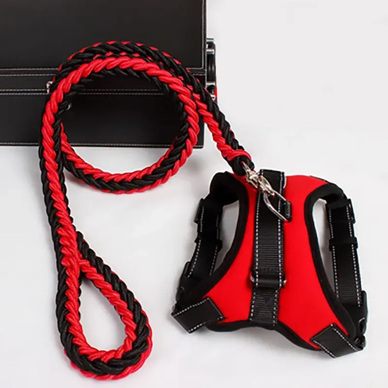 padded chest panel of the red dog harness