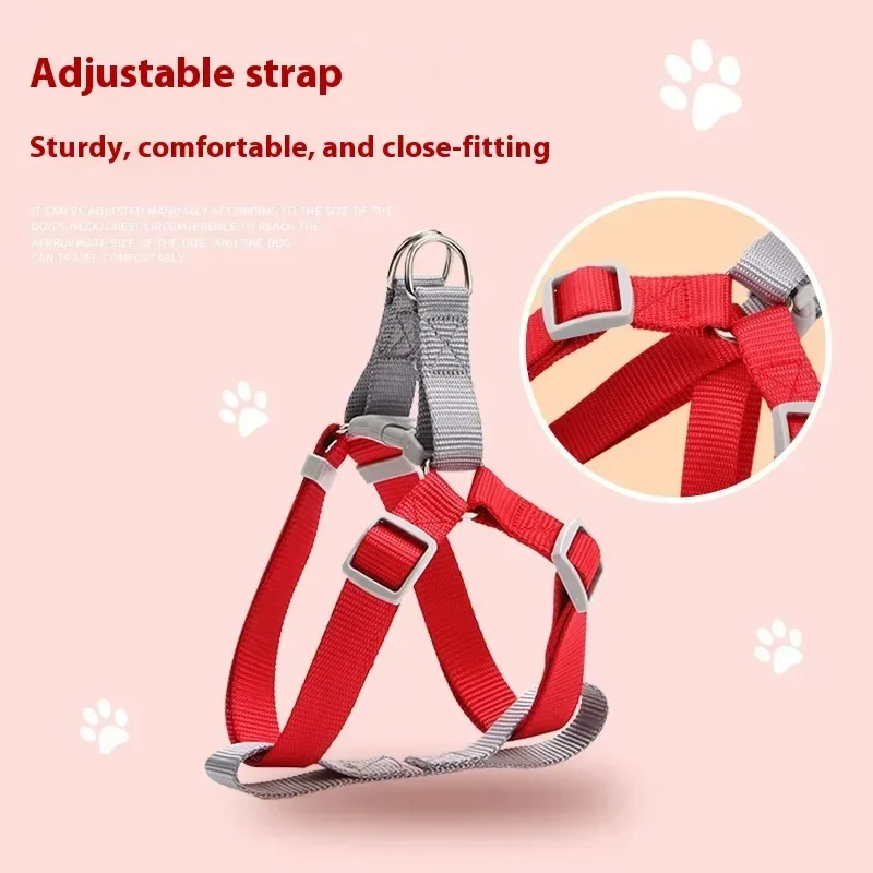 adjustable strap and slider of the red pastel dog harness