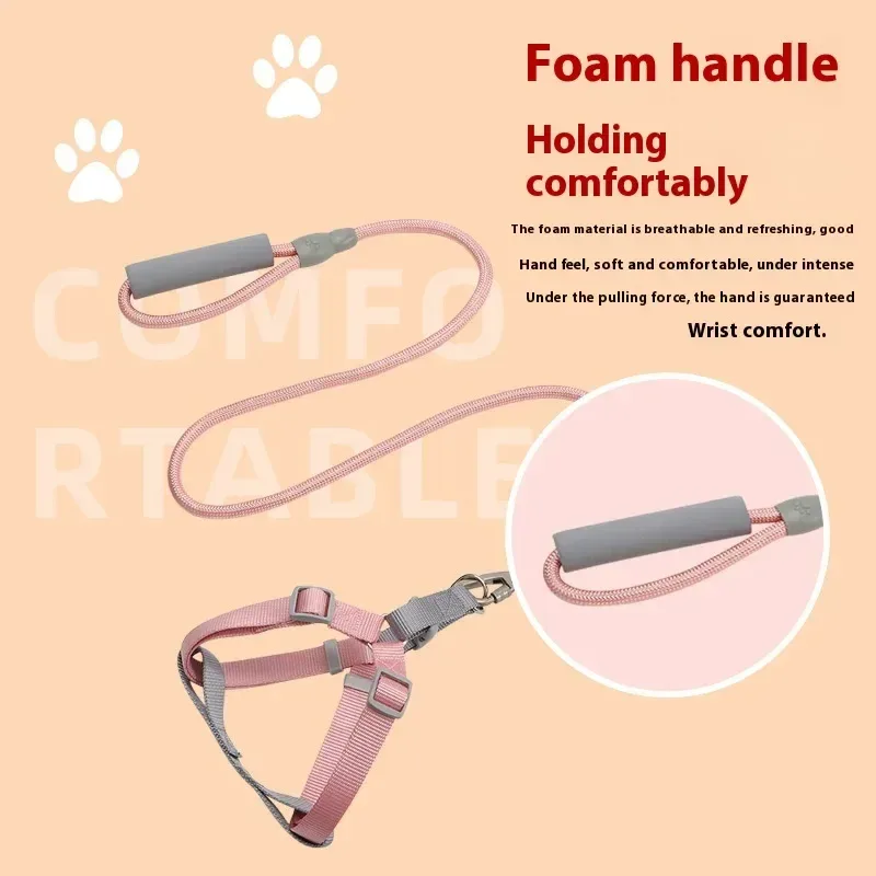 foam handle of the pastel rope dog leash