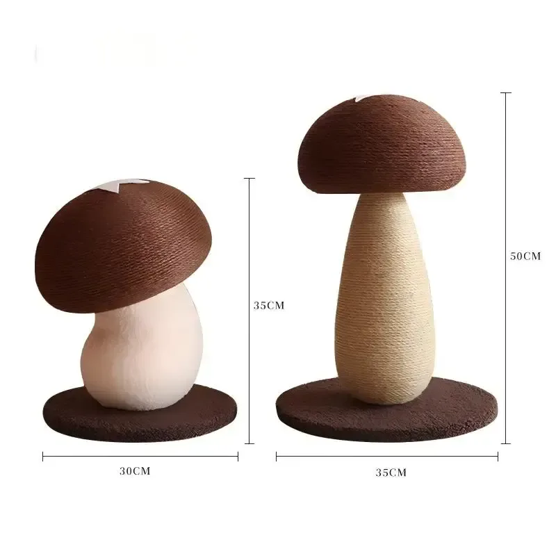 small and large mushroom cat scratcher with measurements