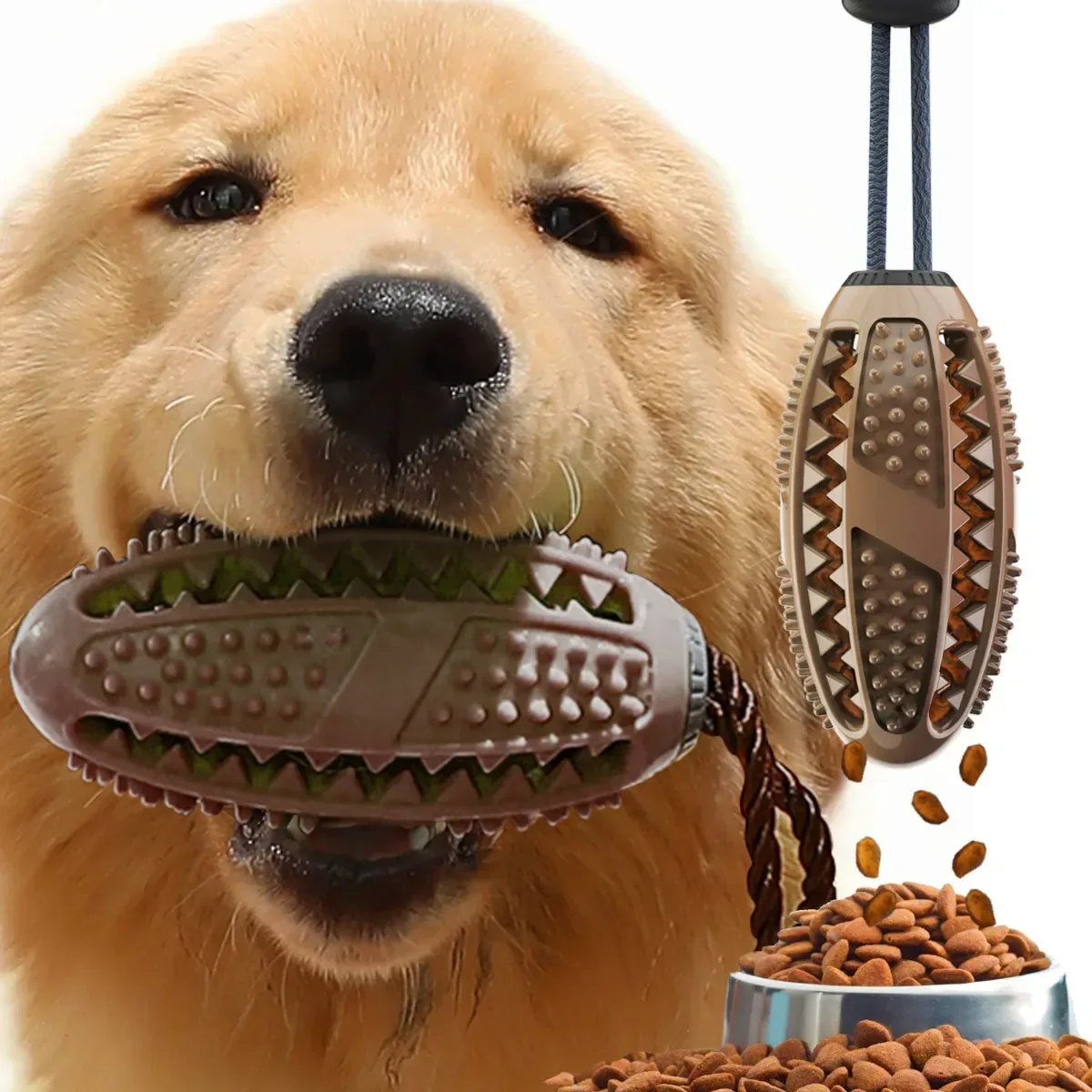 brown rugby chew toy for dogs
