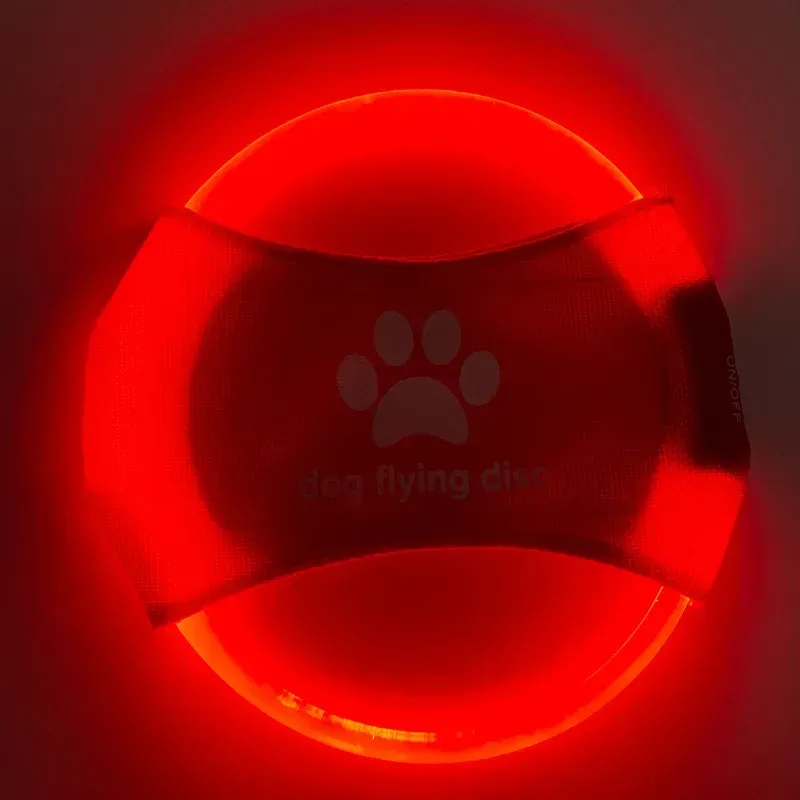 red LED dog flying disc lit up
