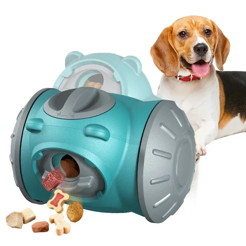 kibble dropping from the dog treat tumbler