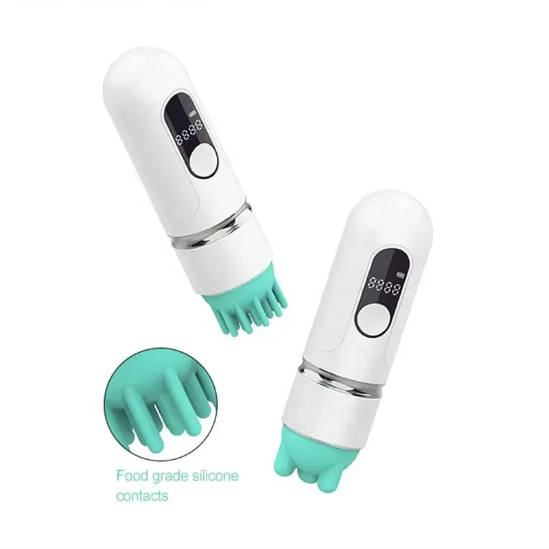 food grade silicone contact heads on the pet massager