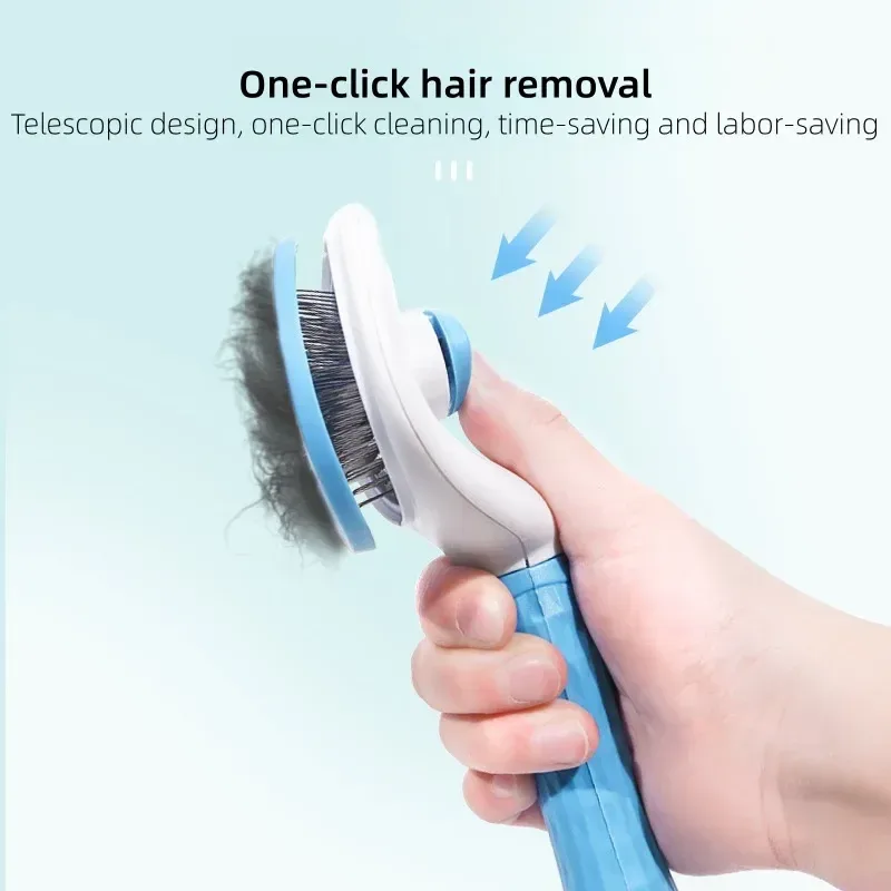 one click fur release on the blue slicker brush