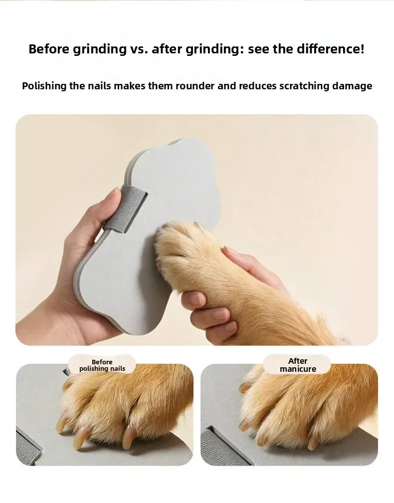 before and after nail filing on a dog paw