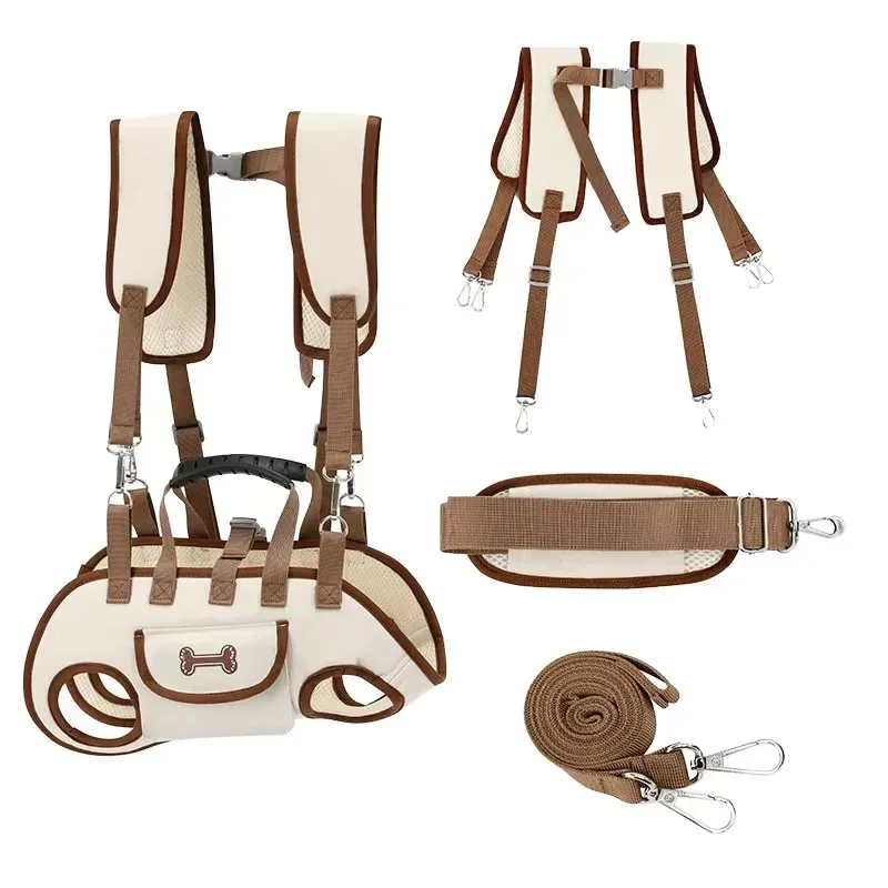 sling carrier with backpack straps, shoulder strap and leash