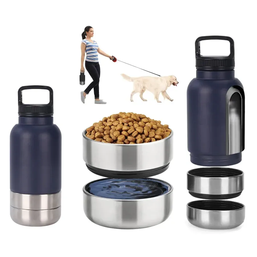 stacking bowls filled with kibble and water