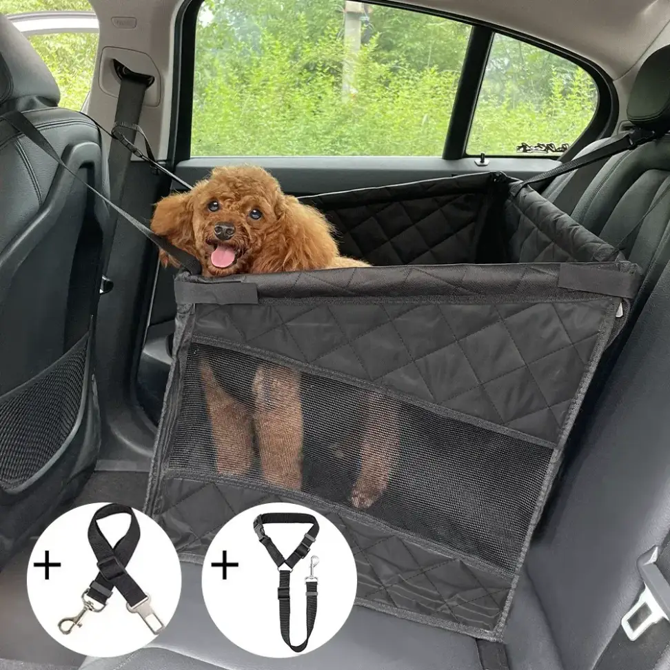 dog booster seat with two pet seat belts